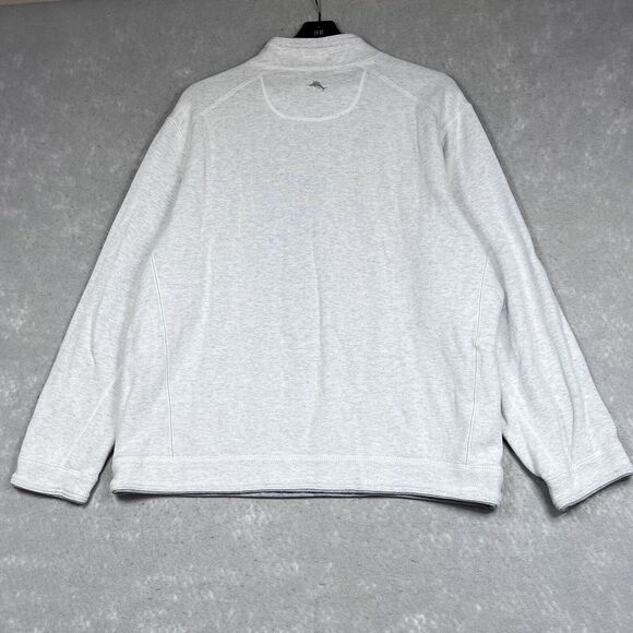 Tommy Bahama Sweatshirt Mens X-Large Beige/Gray Reversible Half Zip Pullover - Picture 9 of 13